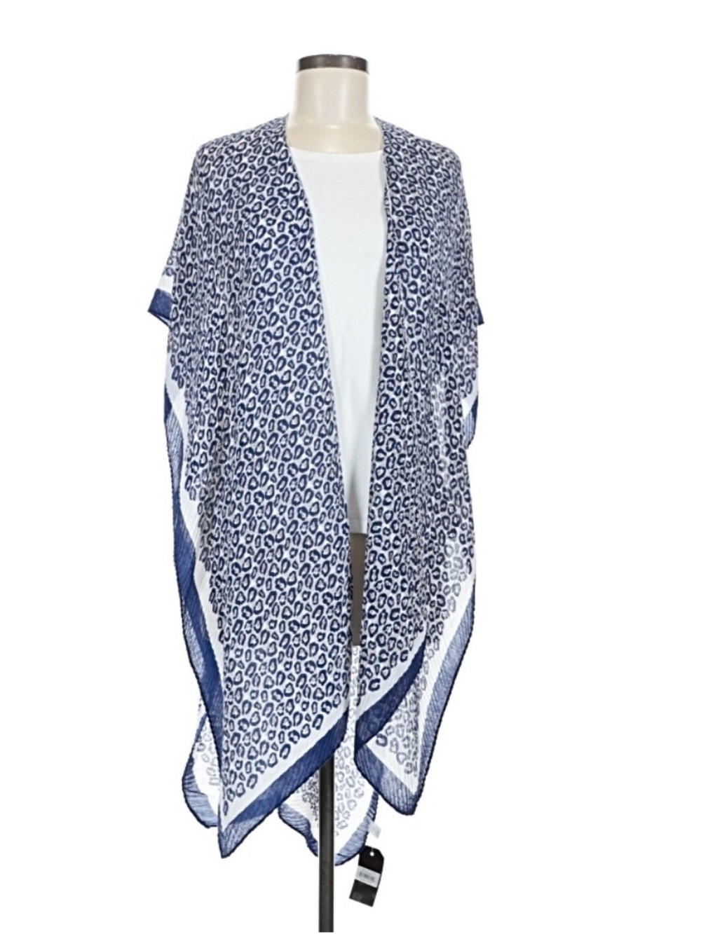 Lightweight Navy and White Leopard Print Tunic Wrap